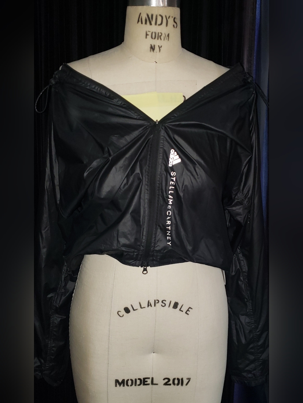Stella McCartney Adidas Black Windbreaker Vent Sleeves Bk Pocket Reflective Logo